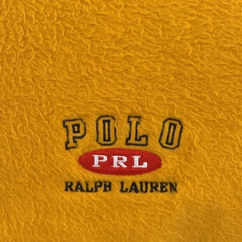Vintage Ralph Lauren Gold Fleece Decorative Blanket w/ RL Logo. 70X50